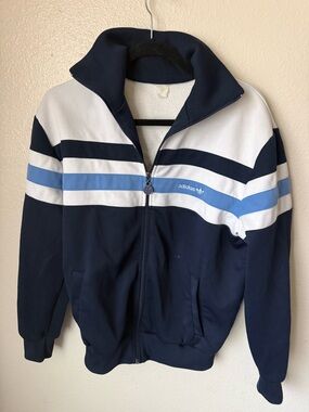 Vintage adidas Navy, White & Light Blue Retro Track Jacket